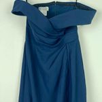 After Six NWT  Cuffed Off-the-Shoulder Pleated Faux Wrap Maxi Dress Blue Size 6 Photo 2