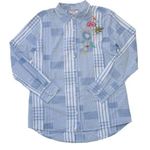 Johnny Was NWT Workshop Zanzibar Shirt in Blue Plaid Embroidered Pearl Snap S Photo 0