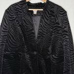 Chico's Velvet Zebra Stripe Jacket Coat Womens 3 (XL 16/18) Animal Print Black Photo 0