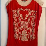 Carol Rose Sleeveless Orange top with lace detail L Photo 0