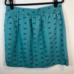 Loft Outlet Women's Linen Blend Skirt Teal All Over Elephant Print Pockets Large Photo 6