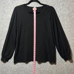 Chico's Size 1 Black Long Sleeve Puff Sleeve Crew Neck Sweater Small Photo 3