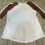 Women's White and Brown Football Blouse Size XL Photo 2