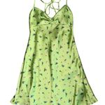 ZARA NWOT  Neon Green Satin Floral Strappy Mini Dress size Small summer sundress Photo 6