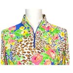 Gottex Lifestyle Top Size Large Pink Blue Floral Animal Print Golf Pickleball Photo 2