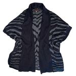 Dana Buchman Black & Gray Striped Knit Boxy Open Cardigan Medium Photo 0