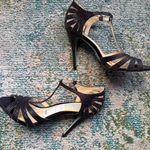 Betsey Johnson Glissten black glitter t-strap cage stiletto sandals, size 9 Photo 1