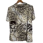 Coral Bay Gold Tan/Brown Animal Print Short Sleeve Polo Shirt size XL Tan Photo 1