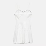 ZARA  dress mini ruffled corset lace trim white summer vacation casual Photo 9