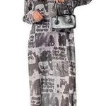 DAZY Figure & Letter Graphic Drop Shoulder Mesh Dress Black Grey White Sz M Size M Photo 0