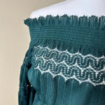 Anthropologie  Deletta brand Off Shoulder Green Lace Top - size Medium Photo 5