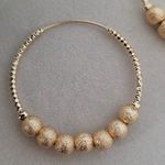 Gold Filled Frosted Bead Hoop Earrings Photo 4