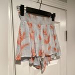 Hollister Forever 21 Size L Tropical Smocked Elastic Waist Blue Coral Flowy Shorts Photo 2