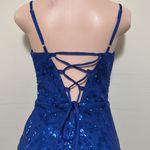 Blue Sequin Dress short woman size 4 wedding party nightclub homecoming Photo 5