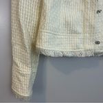 Cache  Ivory Metallic Rhinestone Button Fringe/Tweed Jacket Size 10 Photo 6