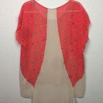 Lush Clothing LUSH Sheer Blouse w/ Bright Coral Floral Pattern Photo 5