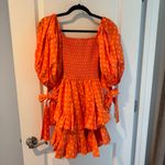 Caroline Constas Orange Polka Dot Square Neck Smocked Finley Mini Dress | XS Photo 3