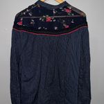 Free People  Women's Blouse Hearts And Colors Striped Navy And Floral Size S EUC Photo 4