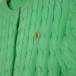 Ralph Lauren Vintage  Women's Green Cable Knit Cotton Cardigan Sweater Size M Photo 7