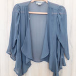 belle du jour Womens Sheer Kimono Top Size L Gray Open Front Boho Flowy Romantic Photo 0