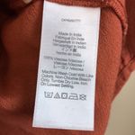 Madewell Women’s Rust Orange Pleated V-Neck Keyhole Back Short Sleeve Blouse Photo 8