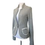 Anthropologie Moth Gray Knit Coat Sweater Sz M Contrast Trim Pockets Chic Cozy Photo 1