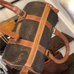 TED LAPIDUS Paris Brown Leather Logo Embossed Two Top Handle Boston Tote Bag Photo 5