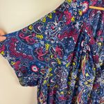 Roaman's Womens Paisley Button Front Top‎ Size 40W Colorful Vibrant Multicolor Blue Photo 1