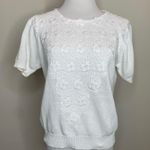 Vintage White Lace Embellished Sweater Cottage Coastal Sz Medium? Photo 0
