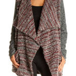 Lucky Brand  Red and Gray Striped Cardigan Photo 0