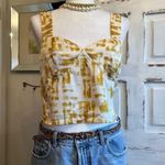 Rose + Olive Yellow White Abstract Bustier Corset Style Crop Tank Top NWT Size L Size L Photo 0