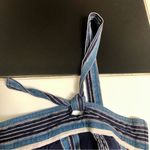 Warm July Jumpsuit Sleeveless Cropped Midi Length Navy Blue Hues Stripes size L Photo 7