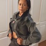 Michael Kors Grey Crop Denim Jacket Size M New Gray Size M Photo 2