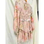Missord‎ Avante Garde Maximalist Sheer Floral High Neck Bishop Sleeve Mini Dress Pink Photo 6