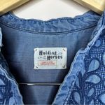 Anthropologie Holding Horses  Blue Chambray & Crochet Top Size Small Boho Western Photo 1