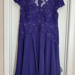 JJ's House  Purple  A-line Scoop Mini Chiffon Prom Wedding Dress With Beading Photo 0