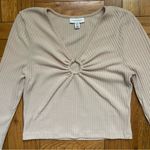 Topshop Oatmeal Cream Ribbed O Ring Cropped Long Sleeve - Medium Photo 2