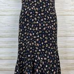 Vintage Black Ditsy Floral Ruffle Hem Grunge Midi Dress Size 12 Photo 1