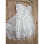 Lulus NWT  Angelic Approach White Chiffon Ruffled Tie-Strap Mini Dress Party Sz L Photo 3