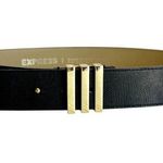 EXPRESS Black & Gold Faux Grained Leather Women’s Fashion Belt Small Photo 0