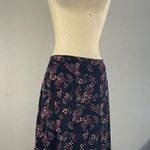 Loft Ann Taylor Womens Black Floral A line Skirt Size 8 Semi Sheer Unlined Rayon Photo 0