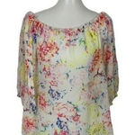 CAbi  Watercolor Floral Print Off Shoulder Blouse Medium Boho Spring Summer Top Photo 0