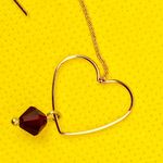 Handmade Floating Heart Red Beaded Threader Earrings Photo 2