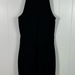 EXPRESS  Black Ribbed High Neck Asymmetrical Hem Bodycon Dress LBD Party Size 6 Photo 3