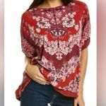 Free People Luly Print Tee – Bella Rosa Red – Size Medium Photo 0