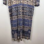 Lucky Brand  Midi Dress Women's Small‎ Blue Beige Floral V-Neck Long Sleeve Boho Photo 2