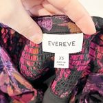 Evereve  Long Sleeve Floral Velvet Embroidered Blouse Top Purple Black XS Photo 2