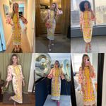 Saloni Aphrodite Borders Neelam Linen Maxi Dress Size 6 Yellow Photo 9