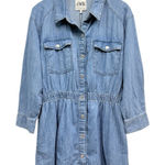 ZARA  Women's Long Sleeve Denim Shirt Dress size Large Photo 0