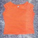 Route 66 T Shirt Top Size Large Cap Sleeves Orange Stripes Short Sleeves Lightweight Photo 0